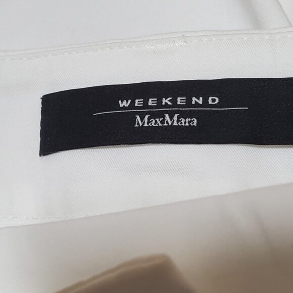 Max Mara NWT Weekend Cropped Cigarette Pants Cotton White Size 4 Stretch $260 - Picture 4 of 7